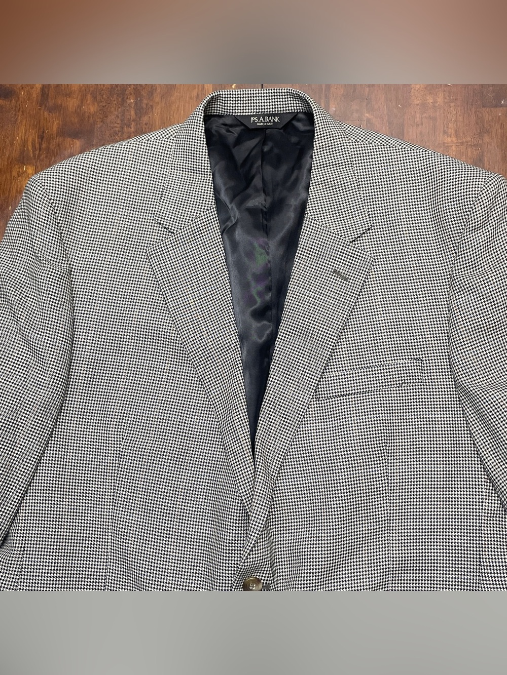 Jos A Bank Silk Blend 46L Brown Blazer Houndstooth Suit Jacket